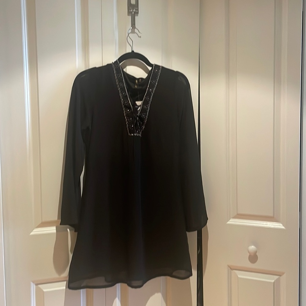 Beaded Black Dress from Want and Need Size S NWT